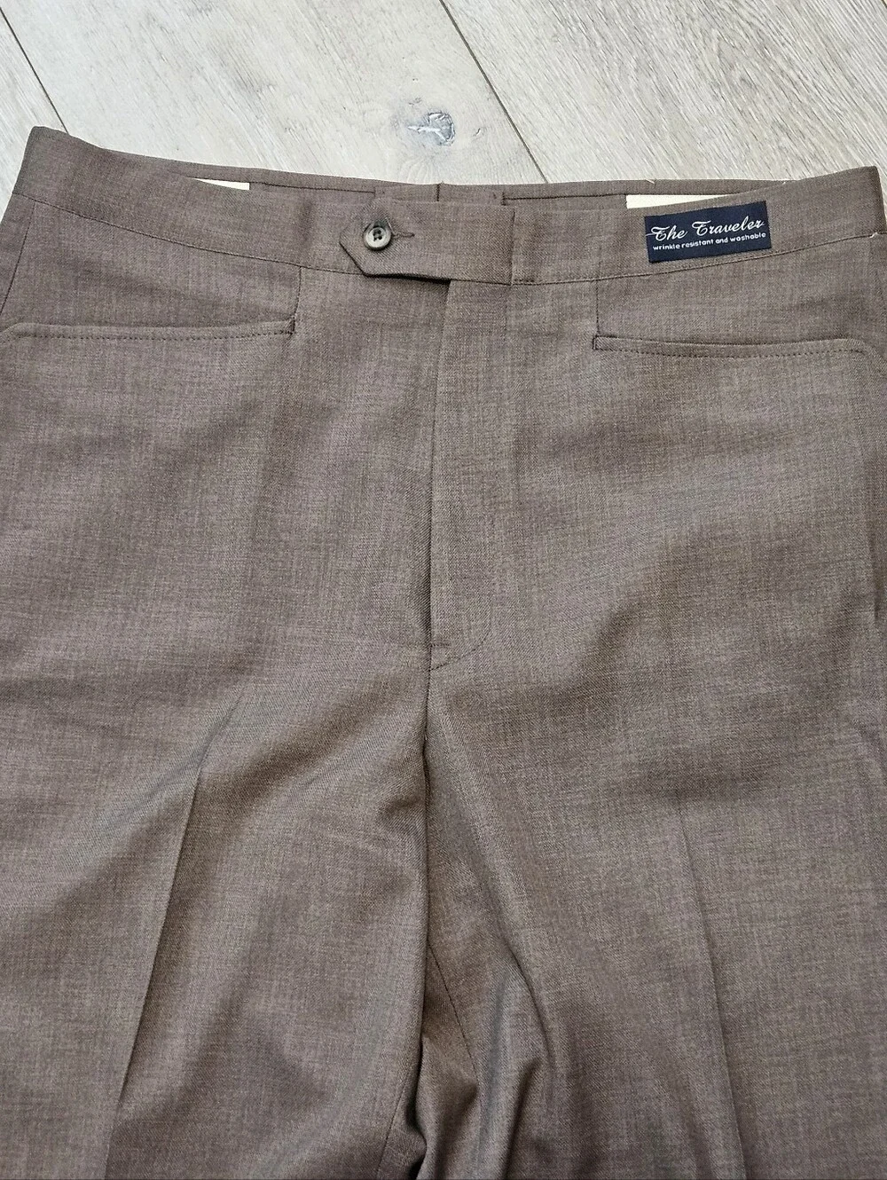 Vtg NWT Sansabelt The Traveler Mens Dress Pants Slacks 34 Taupe Brown Unfinished